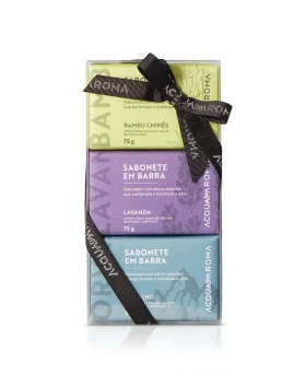 Kit Sabonete em Barra Acqua Aroma Dia a Dia Bambu Chinês, Lavanda,